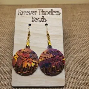 Valley Strong Fire Sunset Mountain Earrings