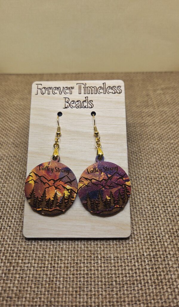 Valley Strong Fire Sunset Mountain Earrings