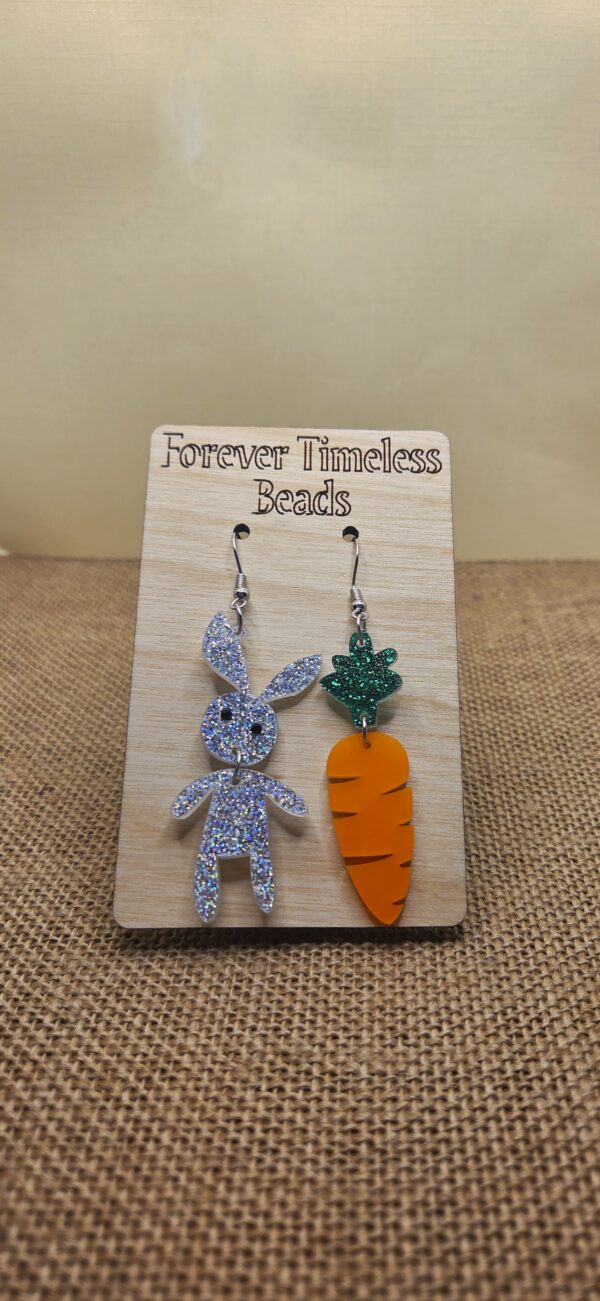 Sparkly Bunny and Carrot Earrings