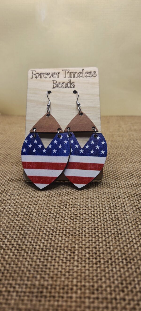 Patriotic Shield Wooden Earrings