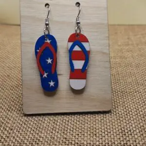 Patriotic Flip Flop Wooden Earrings
