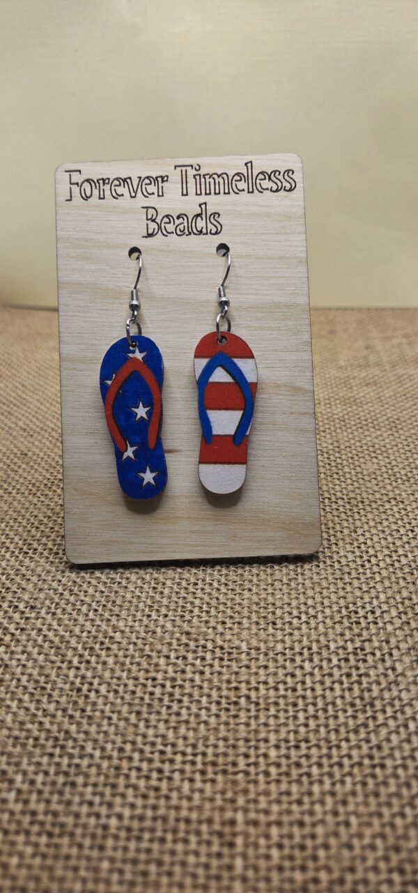 Patriotic Flip Flop Wooden Earrings