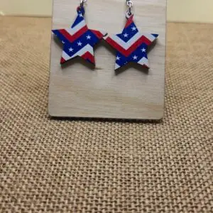 Chevron Stars Patriotic Earrings