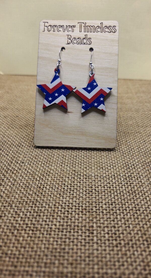 Chevron Stars Patriotic Earrings