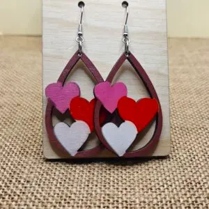 Triple Heart Teardrop Earrings