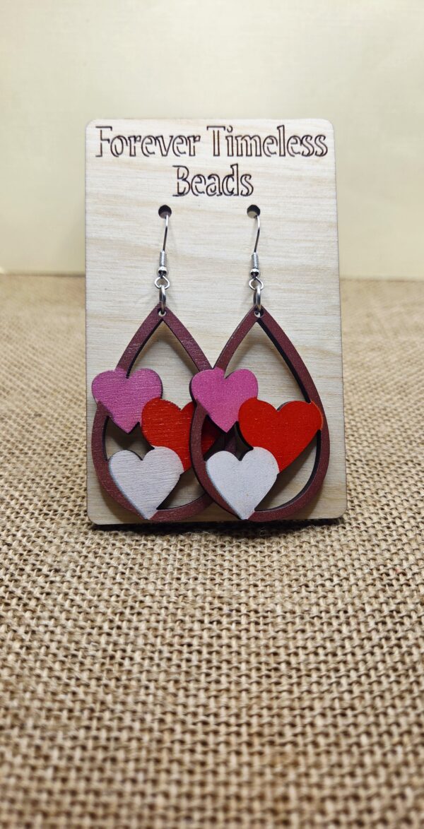 Triple Heart Teardrop Earrings