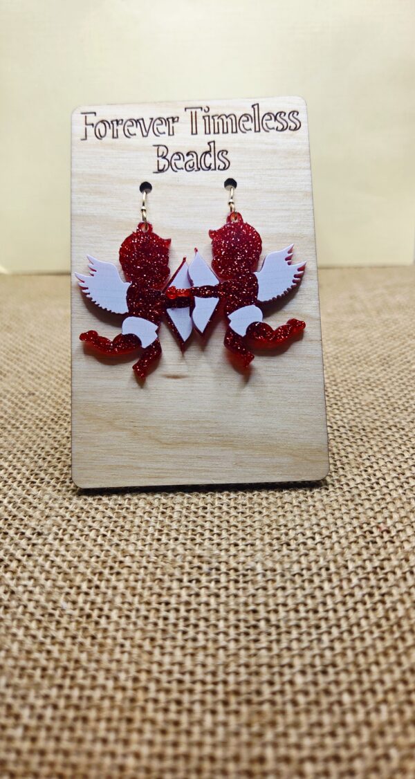 Glittery Red Cupid Earrings