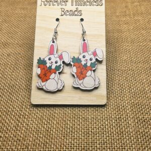 Adorable Bunny with Carrot Wooden Earrings