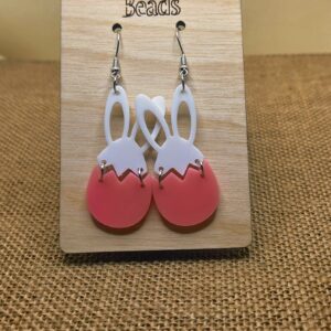 Playful Bunny in Eggshell Acrylic Earrings
