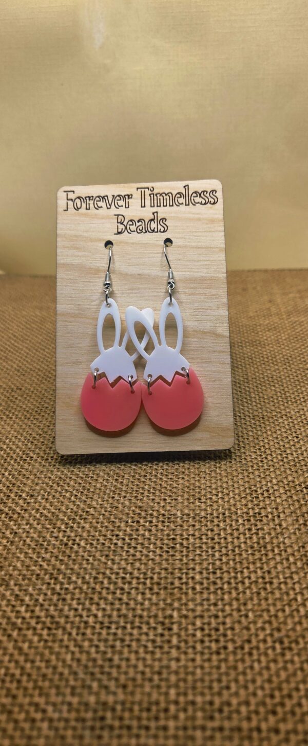 Playful Bunny in Eggshell Acrylic Earrings