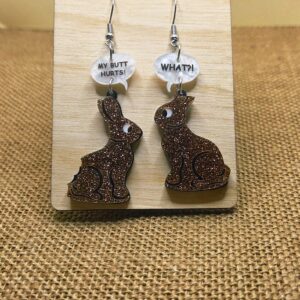 Hilarious Glitter Bunny Earrings with Speech Bubbles