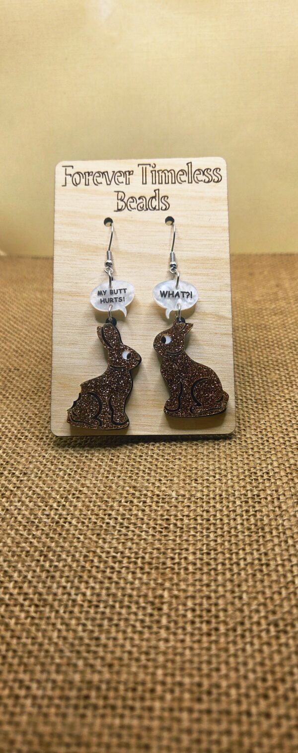 Hilarious Glitter Bunny Earrings with Speech Bubbles