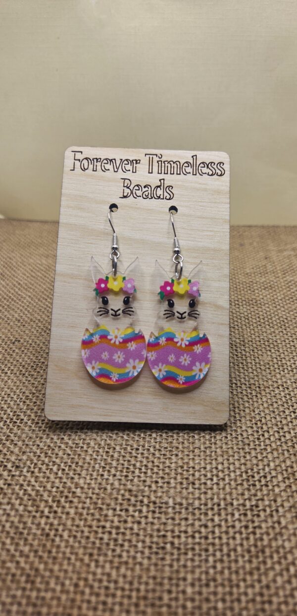 Whimsical Bunny in Floral Crown Acrylic Earrings