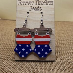 Patriotic Stars & Stripes Two-Piece Swimsuit Earrings
