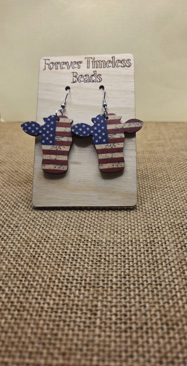 Vintage American Flag Cow Earring