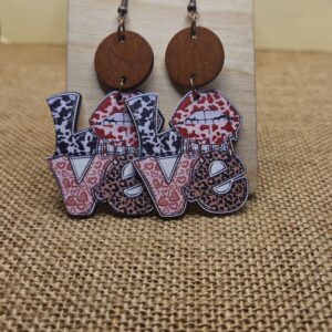 Bold"LOVE" Statement Earrings with Animal Print Accents