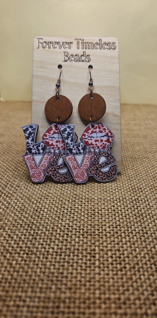 Bold"LOVE" Statement Earrings with Animal Print Accents