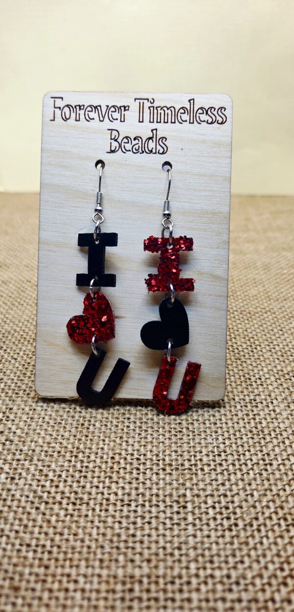 Sparkling Leather "I ❤️ U" Valentine’s Day Earrings