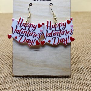 Happy Valentine’s Day Acrylic Earrings