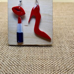 Bold Red Lipstick & High Heel Earrings