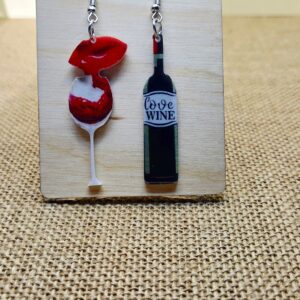 Fun Wine & Lips Acrylic Earrings