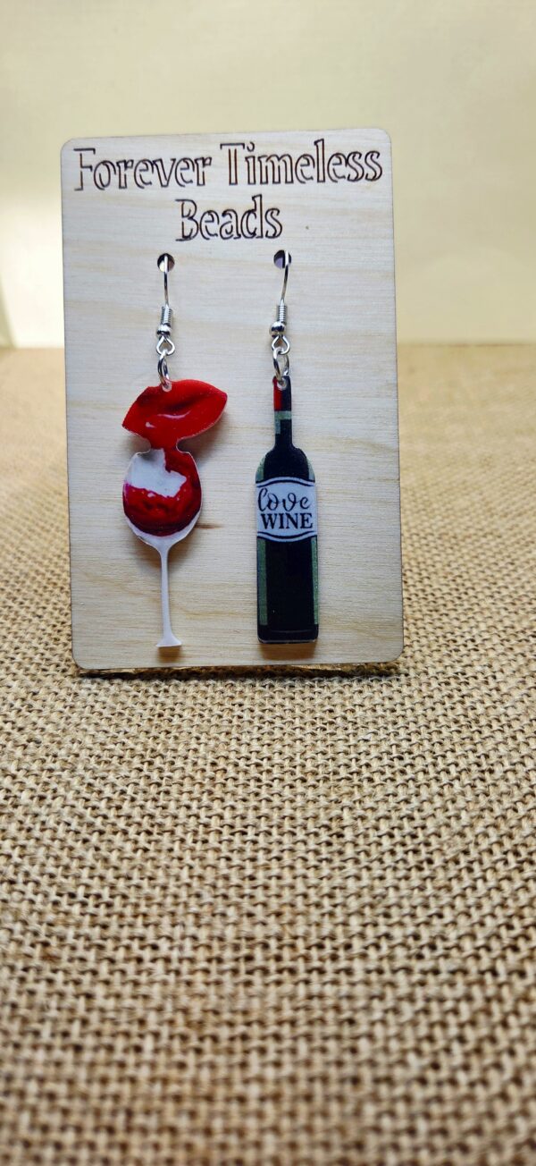 Fun Wine & Lips Acrylic Earrings