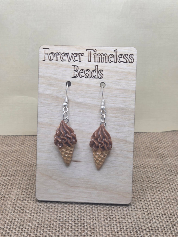 Chocolate Ice Cream Cone Earrings