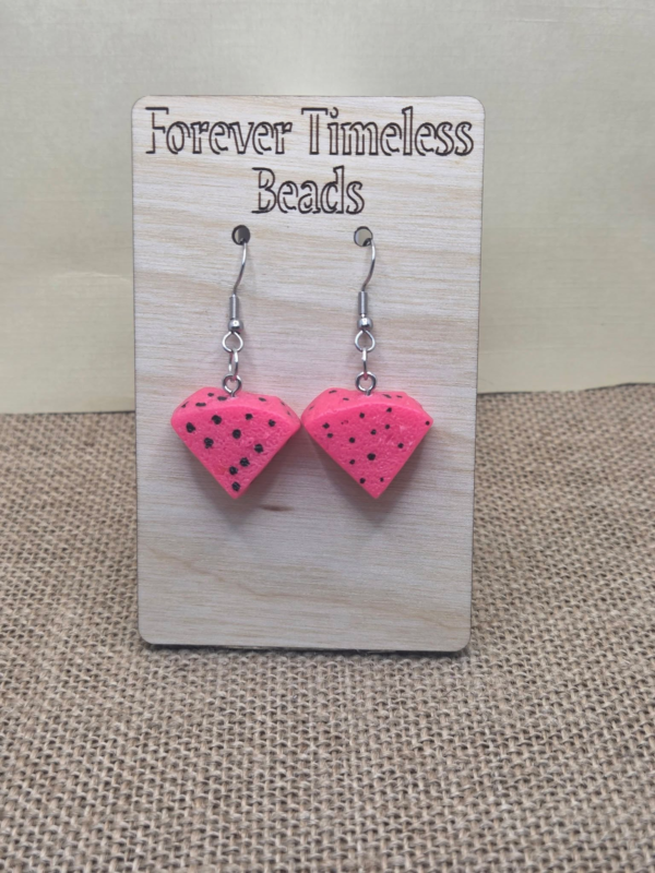 Vibrant Dragon Fruit Slice Earrings