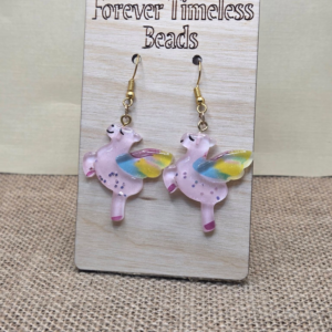 Whimsical Rainbow Winged Unicorn Earrings
