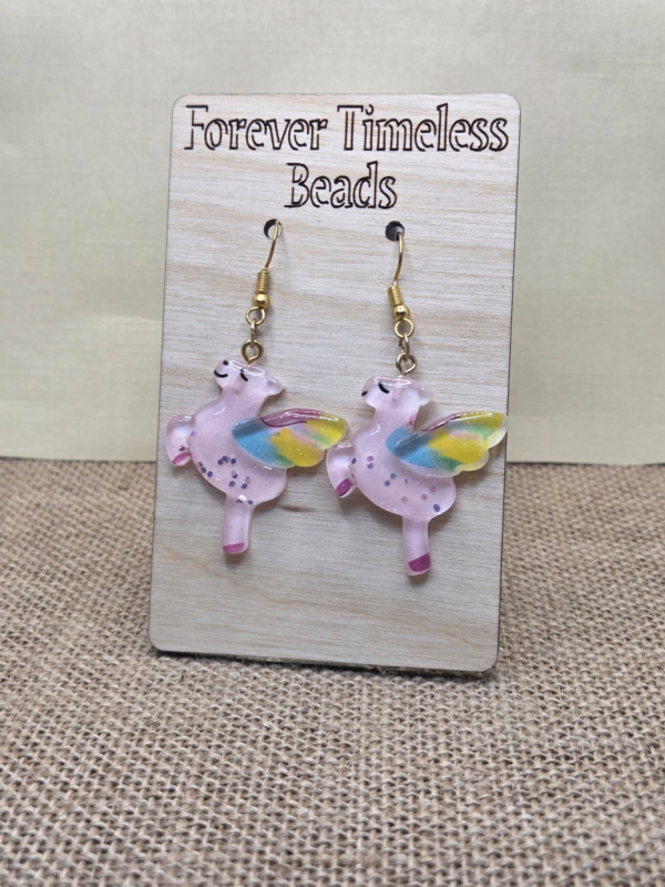 Whimsical Rainbow Winged Unicorn Earrings