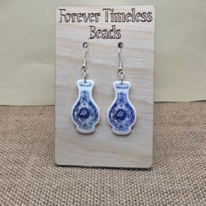 Elegant Blue and White Vase Earrings