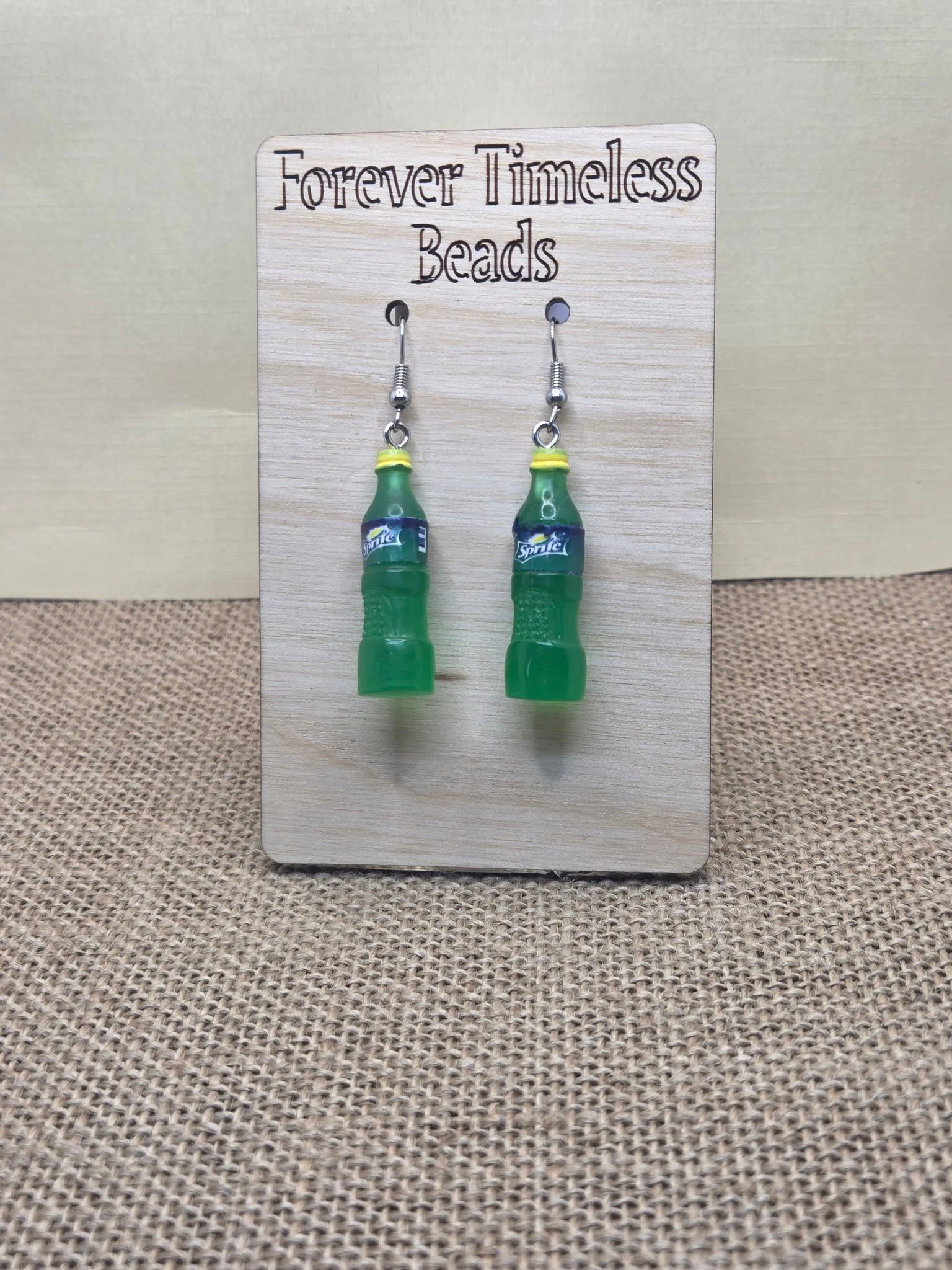 Green Sprite Bottle Earrings!